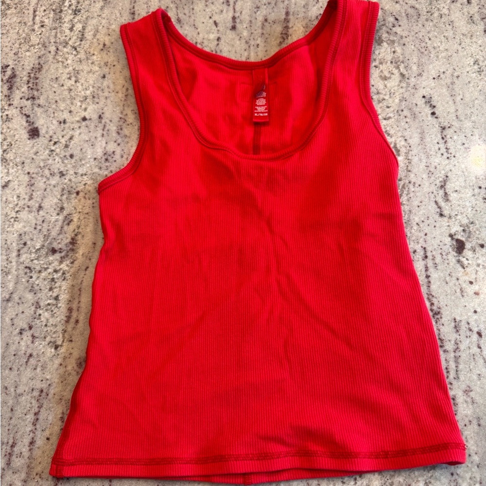 SKIMS Vibrant Red Ribbed Tank Top